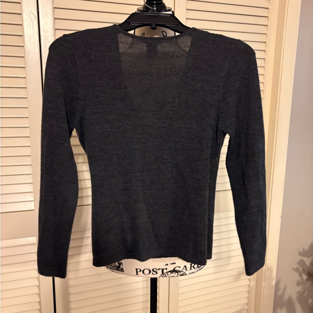Ann Taylor Charcoal Long Sleeve Top